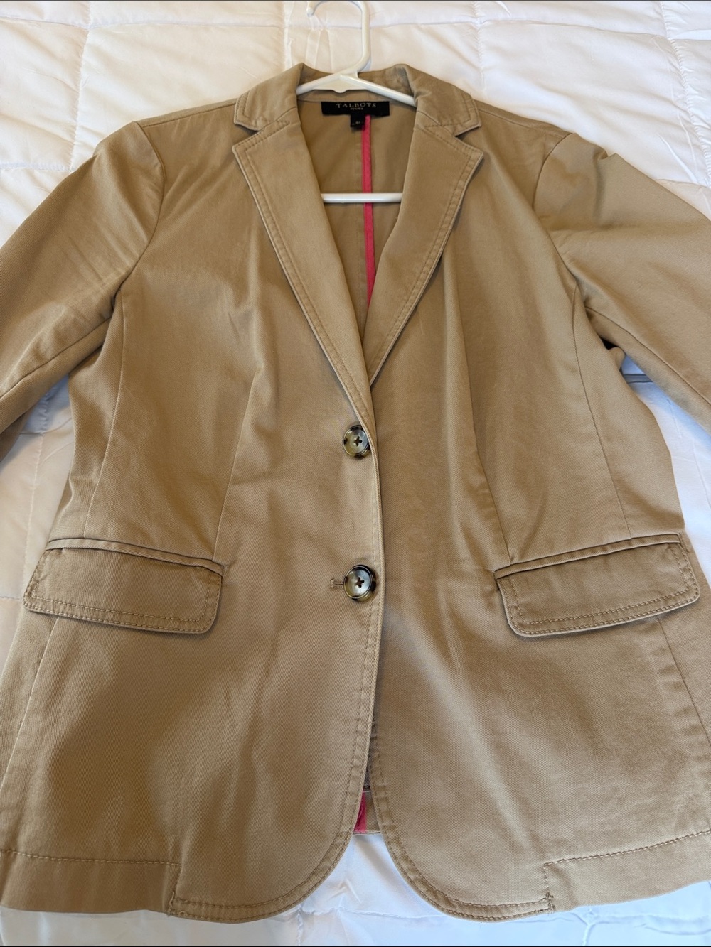 Talbots Khaki Cotton Blazer with Notch Lapels